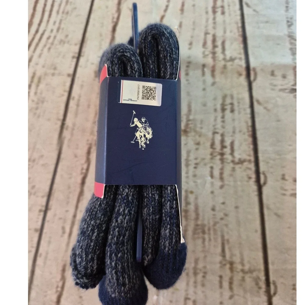 US Polo Assn Womens Thermal Crew Socks Navy Blue Marl Size 4-9